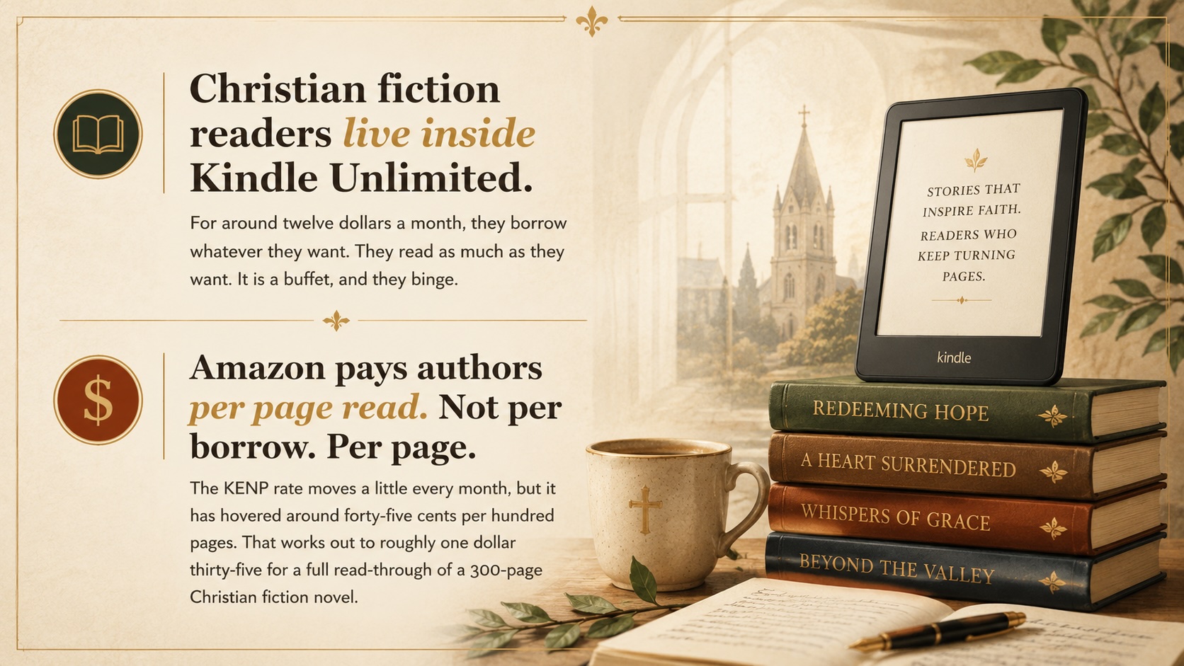 Christian fiction readers live inside Kindle Unlimited, where Amazon pays authors per page read